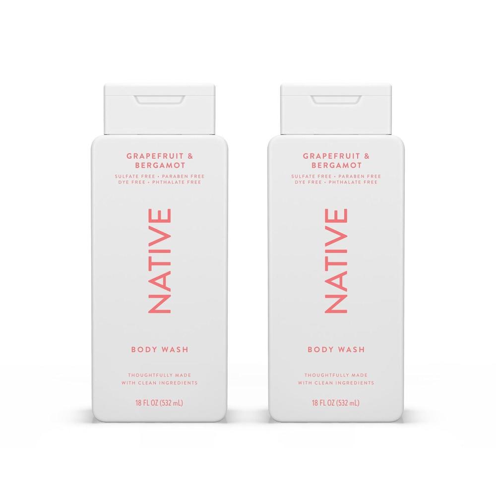 imageNative Body Wash Contains Naturally Derived Ingredients  For Women amp Men Sulfate Paraben amp Dye Free Leaving Skin Soft and Hydrating  Sea Salt amp Cedar 18 ozGrapefruit  Bergamot