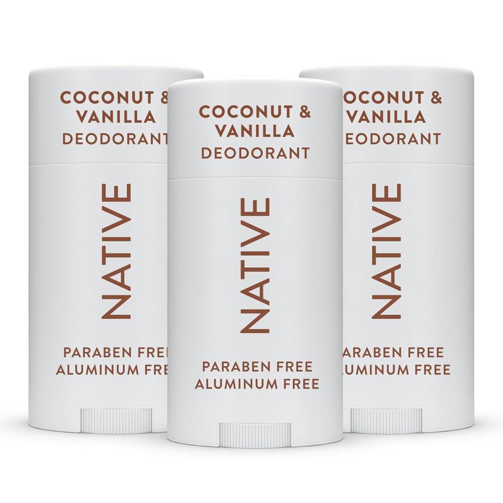 imageNative DeodorantUnscented Aluminum Free Paraben Free 265 OZ 75 g Coconut Oil and Shea ButterCoconut Vanilla  3 Pack