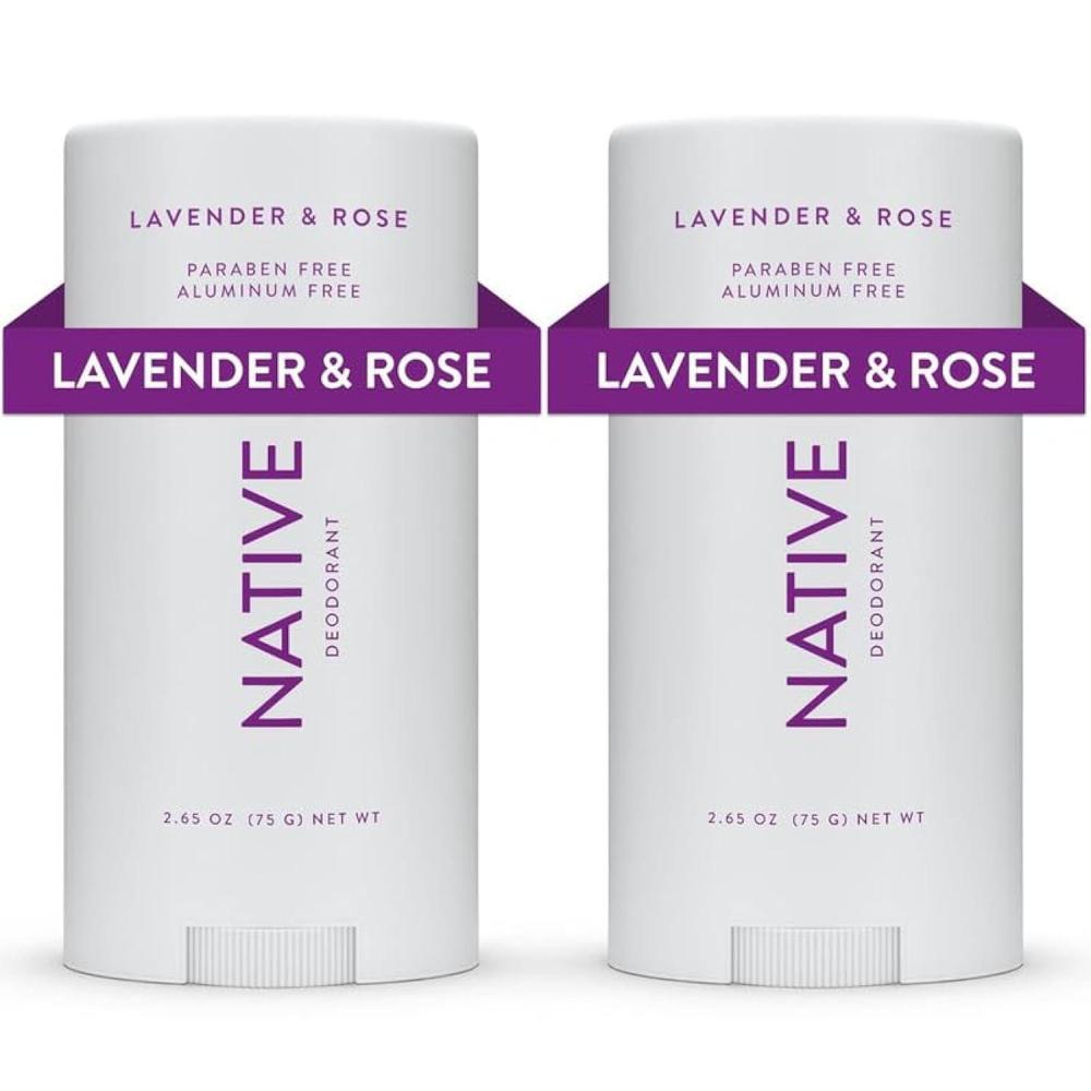 imageNative DeodorantUnscented Aluminum Free Paraben Free 265 OZ 75 g Coconut Oil and Shea ButterLavender  Rose  2 Pack