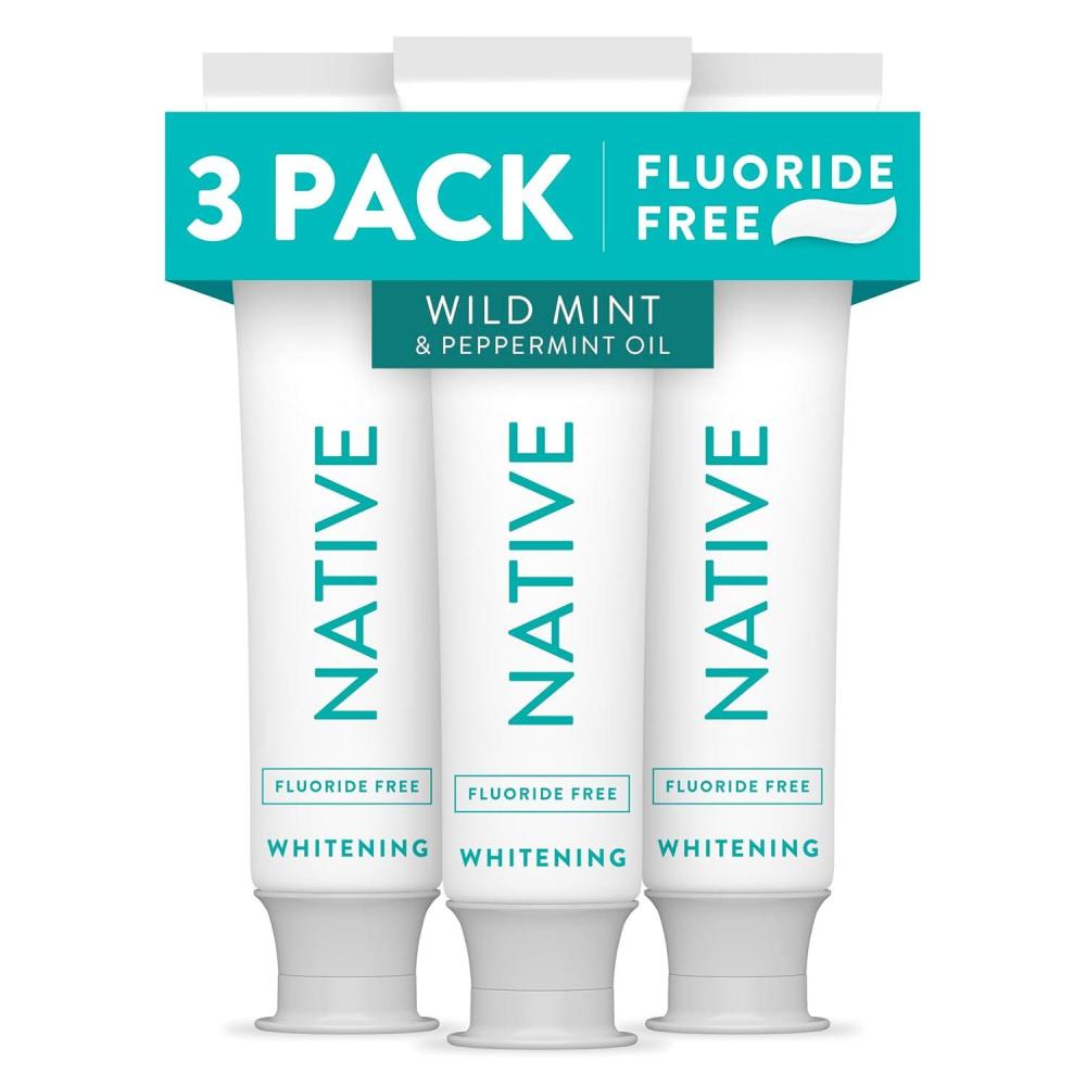imageNative Fluoride Free Toothpaste Whitening  for Adult Kids 2 Oral Care  Wild Mint amp Peppermint Oil Flavor 41oz Pack of 3