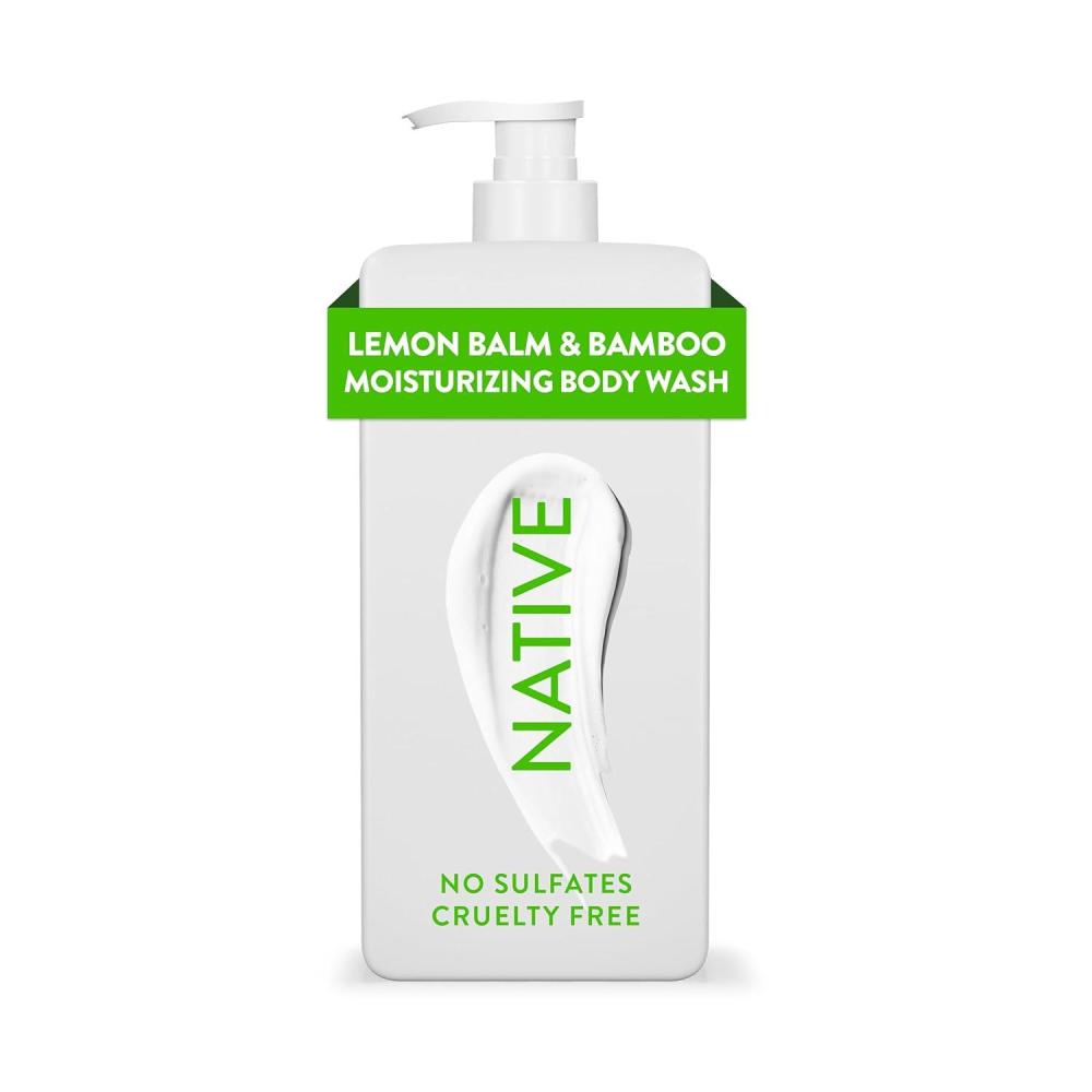 imageNative Moisturizing Body Wash Contains Naturally Derived Ingredients  For Women amp Men Sulfate Paraben amp Dye Free Leaving Skin Soft and Hydrated  Shea Butter amp Almond 18 ozLemon Balm  Bamboo