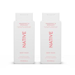 Native Body Wash Contains Naturally Derived Ingredients | For Women & Men, Sulfate, Paraben, & Dye Free Leaving Skin Soft and Hydrating | Sea Salt & Cedar 18 oz(Grapefruit & Bergamot)