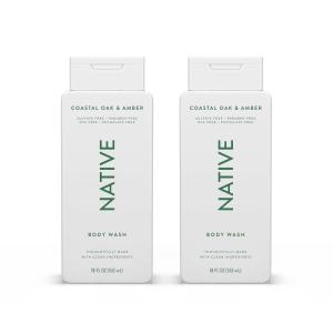 Native Body Wash Contains Naturally Derived Ingredients | For Women & Men, Sulfate, Paraben, & Dye Free Leaving Skin Soft and Hydrating | Sea Salt & Cedar 18 oz(Coastal Oak & Amber)