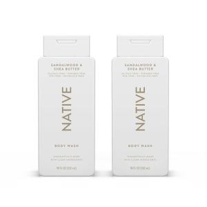 Native Body Wash Contains Naturally Derived Ingredients | For Women & Men, Sulfate, Paraben, & Dye Free Leaving Skin Soft and Hydrating | Sea Salt & Cedar 18 oz(Sandalwood & Shea Butter)