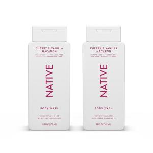 Native Body Wash Contains Naturally Derived Ingredients | For Women & Men, Sulfate, Paraben, & Dye Free Leaving Skin Soft and Hydrating | Sea Salt & Cedar 18 oz(Cherry & Vanilla Macaron)