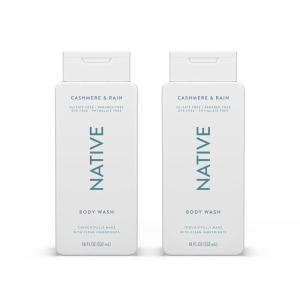 Native Body Wash Contains Naturally Derived Ingredients | For Women & Men, Sulfate, Paraben, & Dye Free Leaving Skin Soft and Hydrating | Sea Salt & Cedar 18 oz(Cashmere & Rain)
