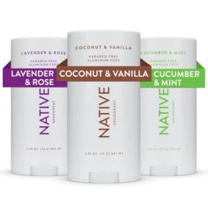 Native Deodorant,Unscented, Aluminum Free, Paraben Free, 2.65 OZ (75 g), Coconut Oil and Shea Butter(Classic Scents – 3 Pack)