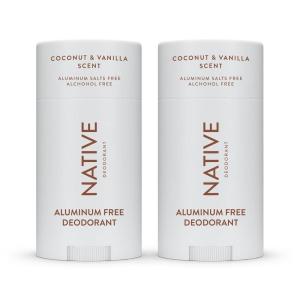 Native Deodorant,Unscented, Aluminum Free, Paraben Free, 2.65 OZ (75 g), Coconut Oil and Shea Butter(Coconut & Vanilla – 2 Pack)