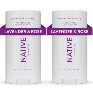 Native Deodorant,Unscented, Aluminum Free, Paraben Free, 2.65 OZ (75 g), Coconut Oil and Shea Butter(Lavender & Rose – 2 Pack)