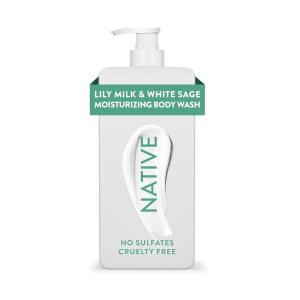 Native Moisturizing Body Wash Contains Naturally Derived Ingredients | For Women & Men, Sulfate, Paraben, & Dye Free Leaving Skin Soft and Hydrated | Shea Butter & Almond 18 oz(Lily Milk & White Sage)