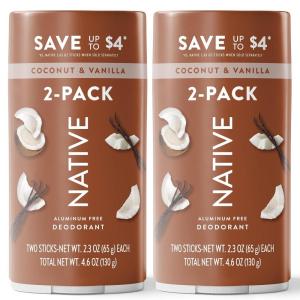 Native Sea Salt & Cedar Twin Pack Deodorant Bundle 2 x 2.3 oz(Coconut & Vanilla)