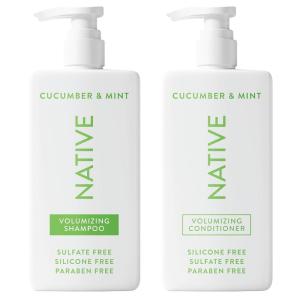 Native Shampoo and Conditioner Contain Naturally Derived Ingredients | All Hair Type Color & Treated From Fine to Dry Damaged, Sulfate & Dye Free – Cucumber & Mint, 16.5 fl oz each (2 pack)(Cucumber & Mint)