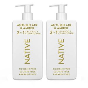 Native Shampoo and Conditioner Contain Naturally Derived Ingredients | All Hair Type Color & Treated From Fine to Dry Damaged, Sulfate & Dye Free – Cucumber & Mint, 16.5 fl oz each (2 pack)(Autumn Air & Amber)