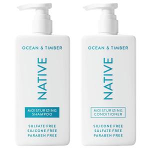 Native Shampoo and Conditioner Contain Naturally Derived Ingredients | All Hair Type Color & Treated From Fine to Dry Damaged, Sulfate & Dye Free – Cucumber & Mint, 16.5 fl oz each (2 pack)(Ocean Timber)