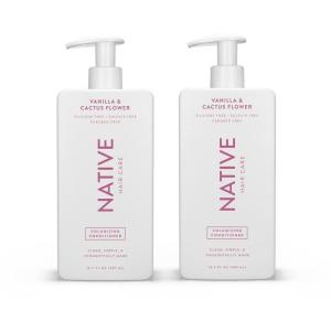 Native Shampoo and Conditioner Contain Naturally Derived Ingredients | All Hair Type Color & Treated From Fine to Dry Damaged, Sulfate & Dye Free – Cucumber & Mint, 16.5 fl oz each (2 pack)(Vanilla & Cactus Flower)