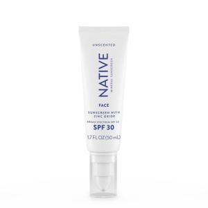 Native Sunscreen SPF 30, Zinc Oxide Dermatologist Tested Suitable for Sensitive Skin & Hawaii Compliant, 5 Ounces | Pineapple & Coconut Scent Sun Protection Lotion, Lightweight & Smooth(Unscented  1.7 fl oz)