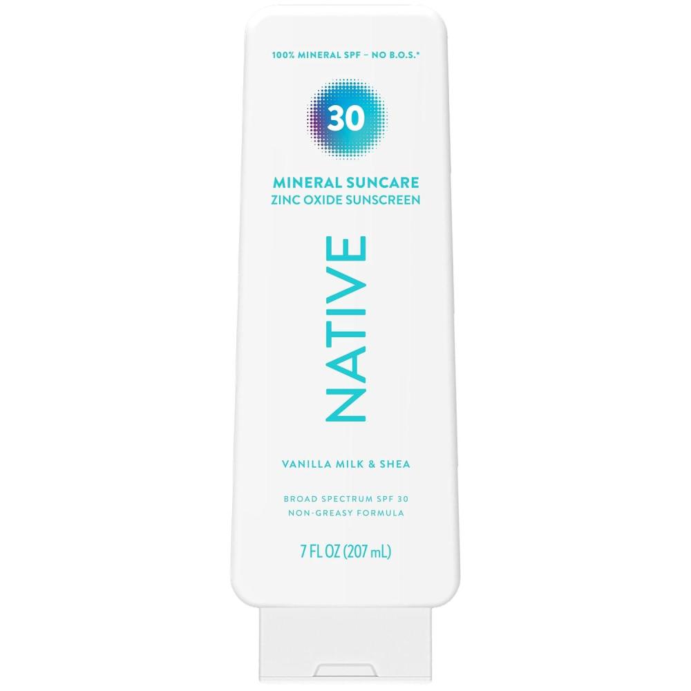 imageNative Sunscreen Lotion Tropical Breeze Scent SPF 30 100 Mineral SPF for Face amp Body Broad Spectrum UVA UVB for Men amp Women Suitable for Sensitive Skin amp Hawaii Compliant 7ozVanilla Milk  Shea