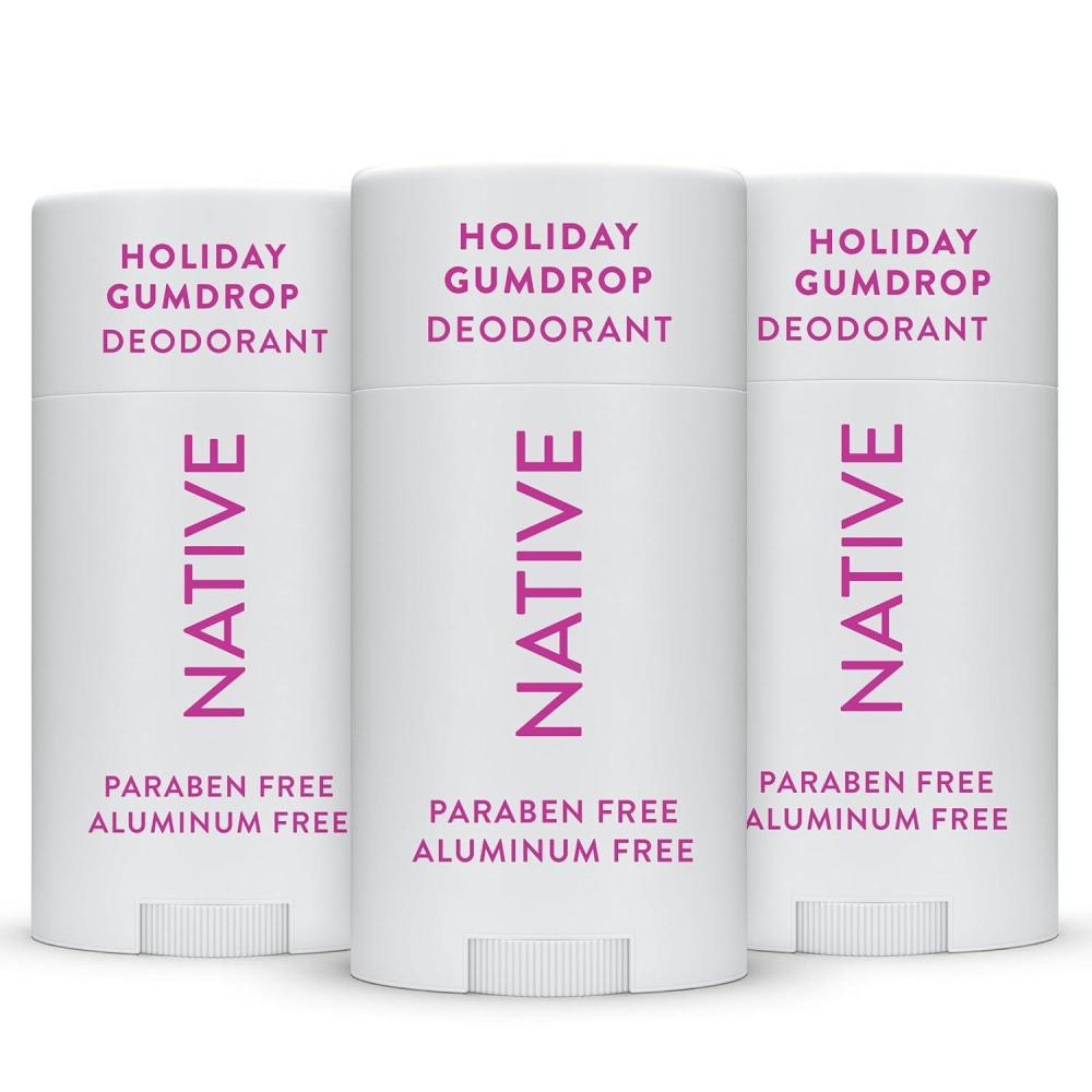 imageNative Deodorant Contains Naturally Derived Ingredients 72 Hour Odor Control  Deodorant for Women and Men Aluminum Free with Baking Soda Coconut Oil and Shea Butter  Holiday Gumdrop 3Pack