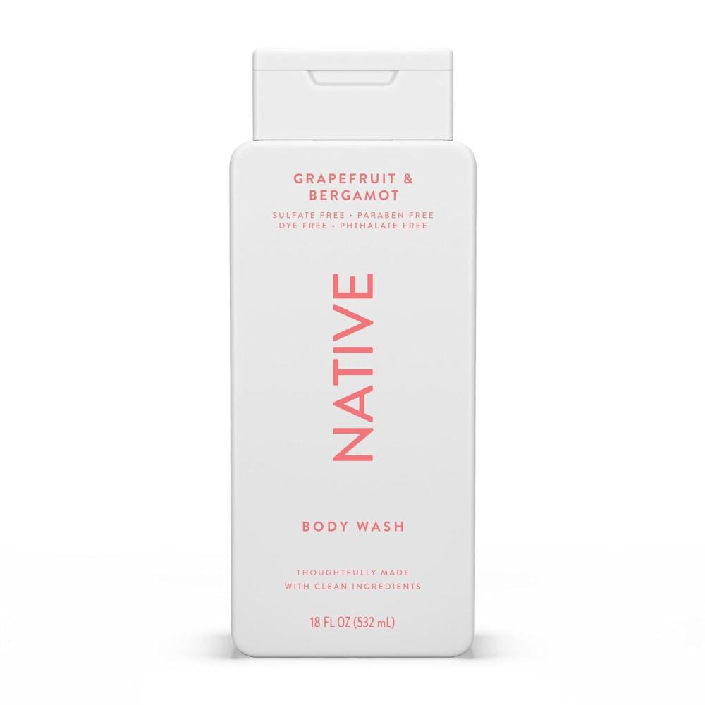 imageNative Body Wash Contains Naturally Derived Ingredients  For Women amp Men Sulfate Paraben amp Dye Free Leaving Skin Soft and Hydrating  Grapefruit amp Bergamot 18 ozGrapefruit  Bergamot