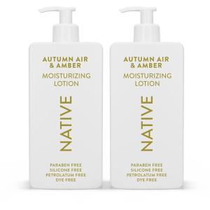 Native Body Lotion with Naturally Derived Ingredients – Autumn Air & Amber – Silicone, Paraben, & Dye Free Leaving Skin Soft and Hydrating | Fall Seasonal Scent Bundle, 16.5 oz – 2 Pk(Autumn & Amber)