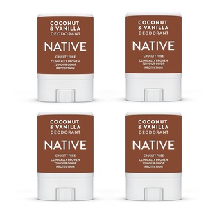 Native Deodorant Contains Naturally Derived Ingredients, 72 Hour Odor Control | Deodorant for Women and Men, Aluminum Free with Baking Soda, Coconut Oil and Shea Butter | Mini Coco & Vanilla, 4-Pk