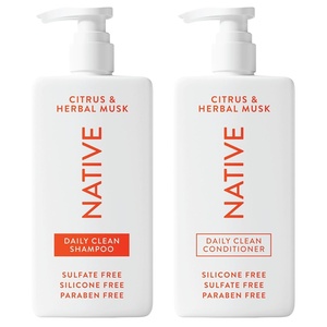 Native Desert Grass & Sandalwood Shampoo and Conditioner Contain Naturally Derived Ingredients | All Hair Types, Color & Treated, Fine to Dry Damaged, Sulfate & Dye Free – 2-Pack(Citrus & Herbal Musk)